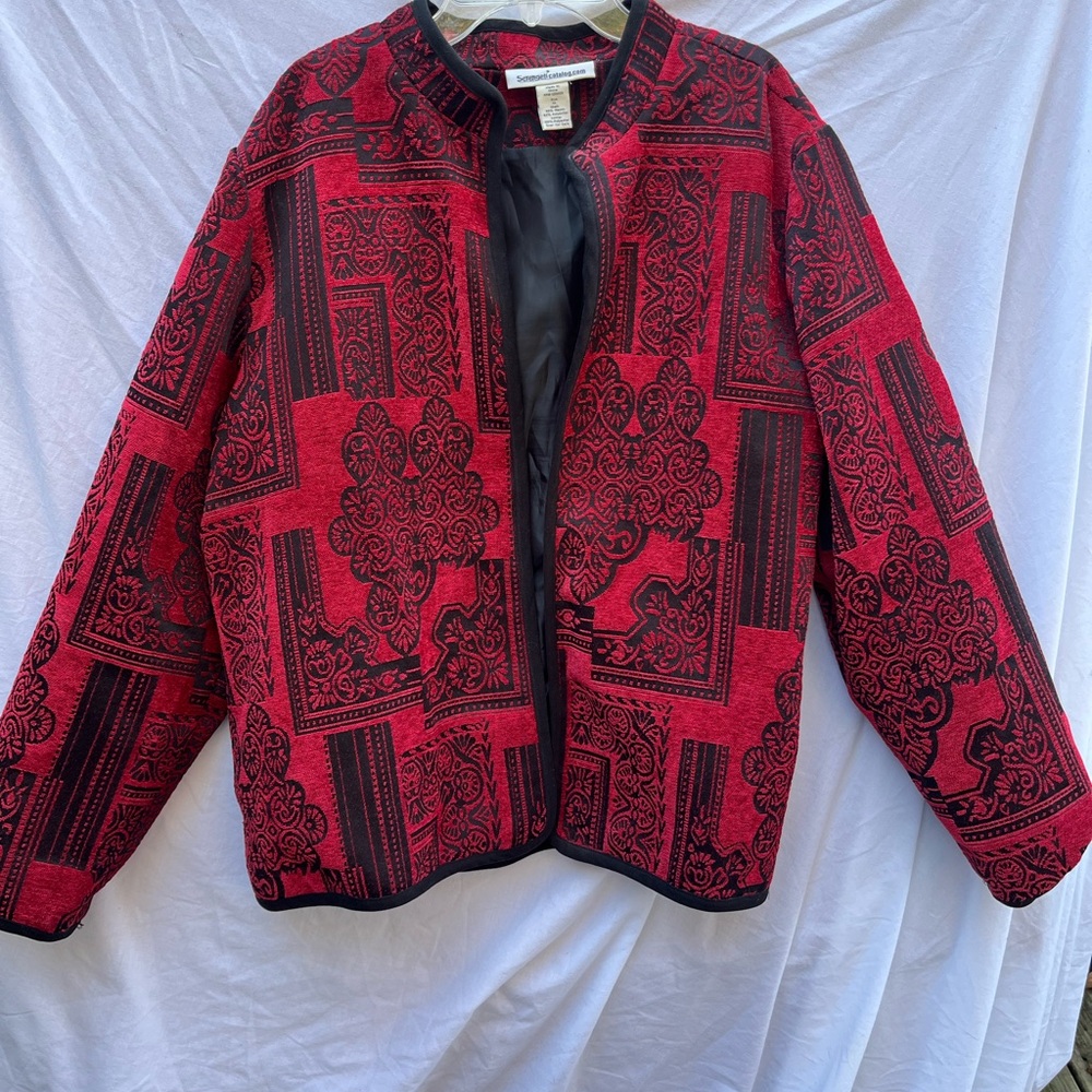 Serengeti Red and Black Women's tapestry textured  Jacket